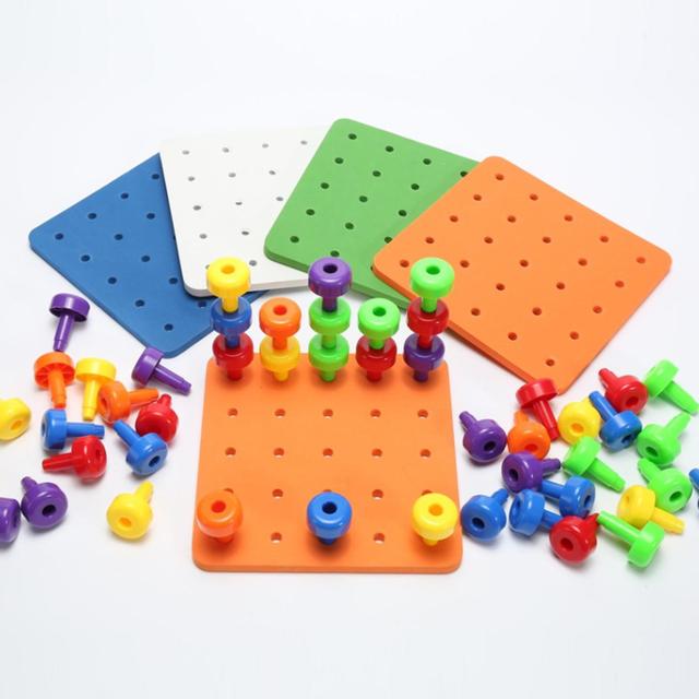 Creative Kids Early Learning Nail Building Block Stacking Peg Board Set  Toddlers Early Education Toys For Kids Birthday Gifts - AliExpress